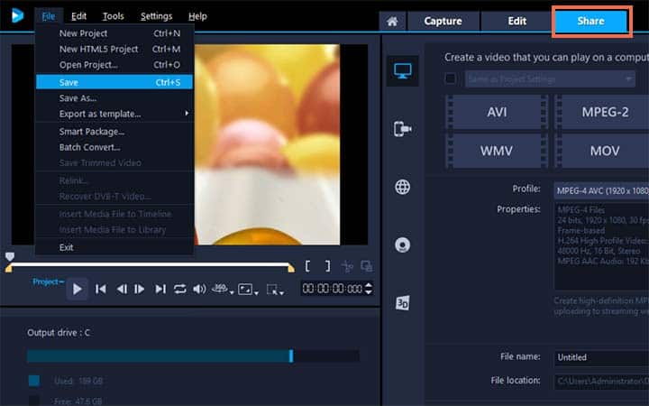 Select video clip on timeline