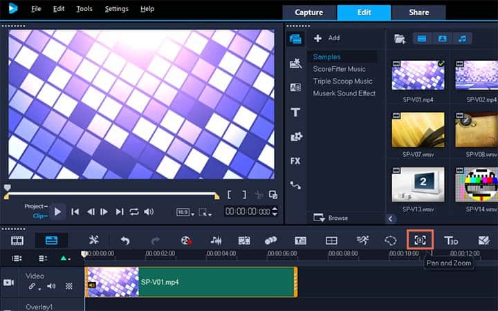 Select video clip on timeline